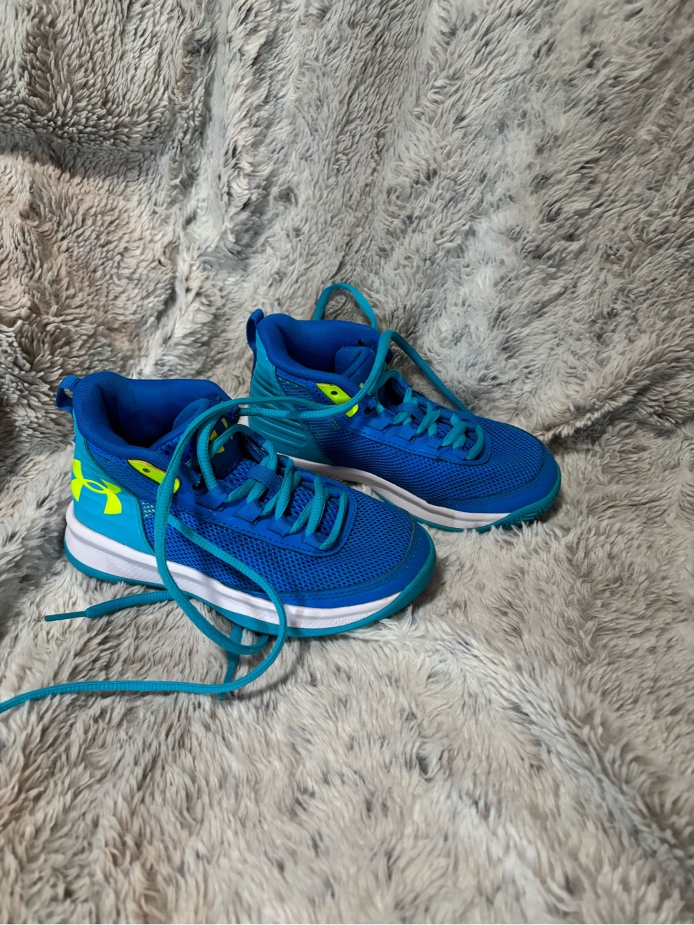 Under Armour Kids' Blue Athletic Sneakers with Lime Accents